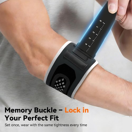 Goldeer Elbow Brace for Tendonitis and Tennis Elbow for Women Men with 2 Pressure Gel Pad, Adjustable Tennis Elbow Brace with Memory Scale for Men for Pain, Lightweight Tennis Elbow Strap for Epicondylitis, Tennis, Golf, Exercise(L)
