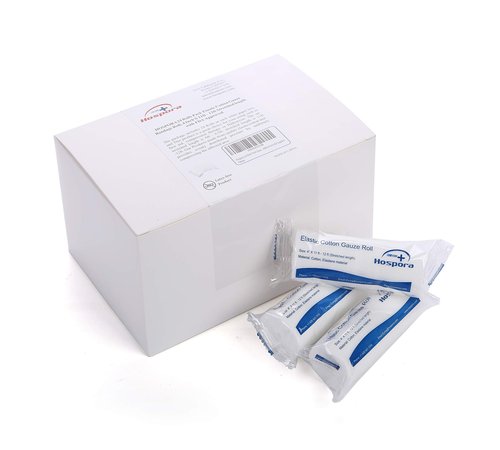 Hospora Medical Elastic Cotton Conforming Gauze Roll, 4 Inches, Individual Pack, First Aid Rolled Stretch Gauze, 24 Packs