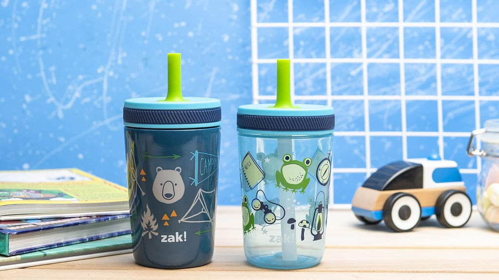 Zak Designs Kelso Tumbler Set - Leak-Proof Kids' Cups with Straw & Bonus Sipper | 3-Piece Non-BPA Bundle