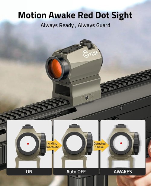 CVLIFE Red Dot Sight - Motion Awake 2 MOA Optics | IPX7 Waterproof, 50,000H Battery Life, 1x20mm