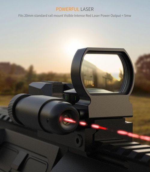 Feyachi Reflex Sight - 4 Reticle Red & Green Dot Optics with Laser Sight for Picatinny Rails