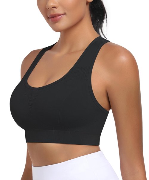 MIRITY Strappy Sports Bra for Women - Padded Seamless Support for Yoga Gym Workout Fitness Pack of 3