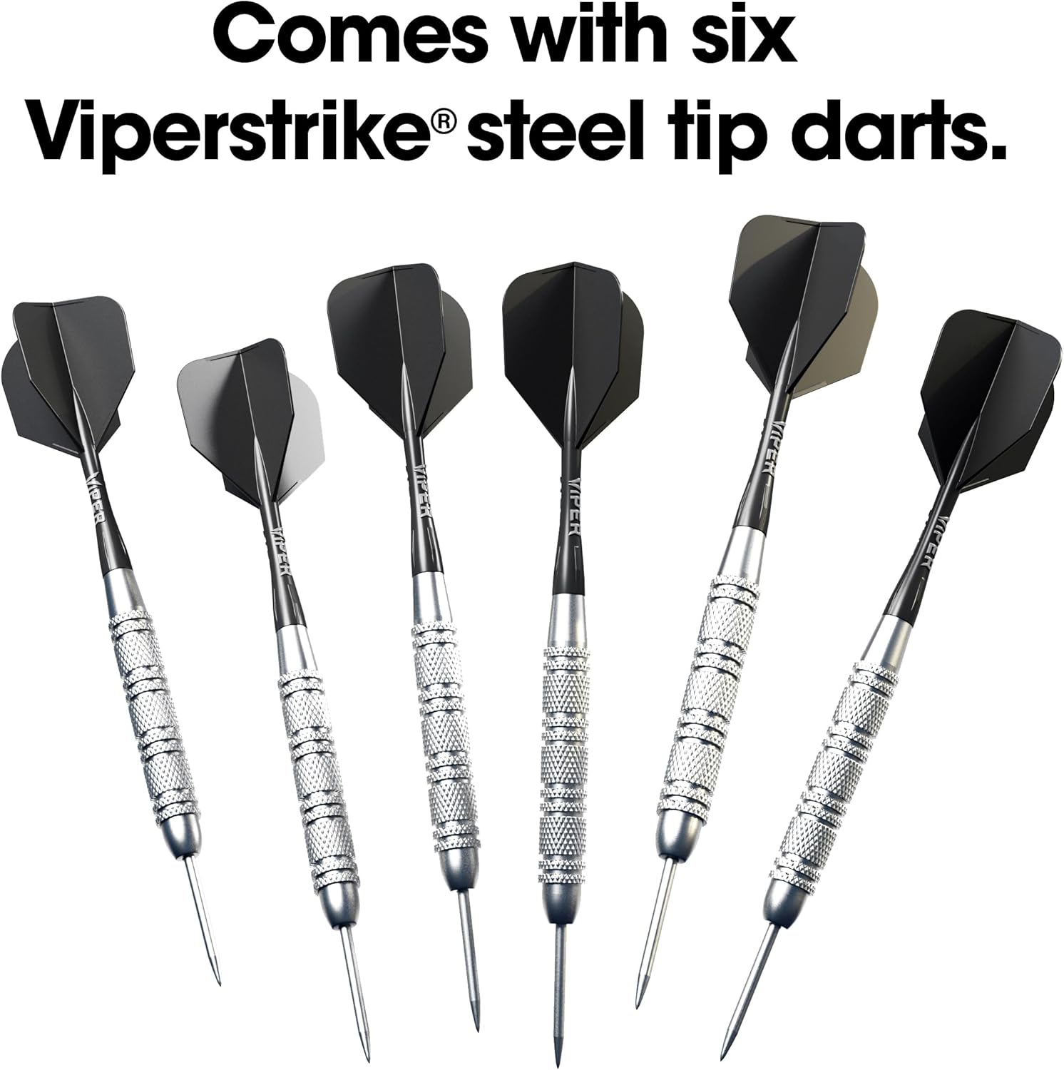 Viper by GLD Products Shot King Dartboard Set - Regulation Bristle Steel Tip with Rotating Number Ring & 6 Darts - Black