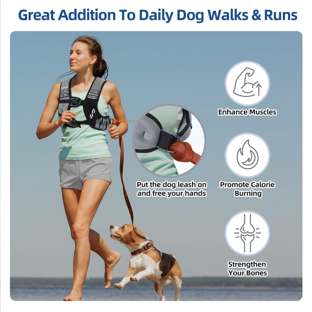 Sportneer Weighted Vest for Women Men: 25lb Comfortable Weight Vest with Storage Pocket Reflective Stripe Rucking Vest for Walking Running Strength Training Fitness Weight Loss Weightlifting Gray