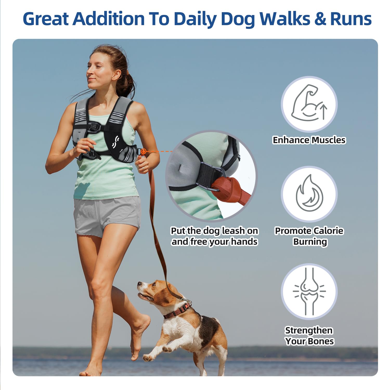 Sportneer Weighted Vest for Women Men: 25lb Comfortable Weight Vest with Storage Pocket Reflective Stripe Rucking Vest for Walking Running Strength Training Fitness Weight Loss Weightlifting Gray