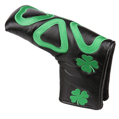 Golf Builder Clover Embroidery Golf Club Blade Putter Head Cover with Magnetic Closure (Black)