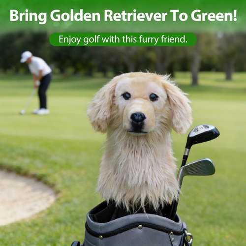 Golden Retriever Golf Club Headcover - Lifelike Plush Dog Head Cover for Driver & Fairway Woods | 460CC Compatible | Premium Gift for Golden Retriever Lovers & Dog Enthusiasts