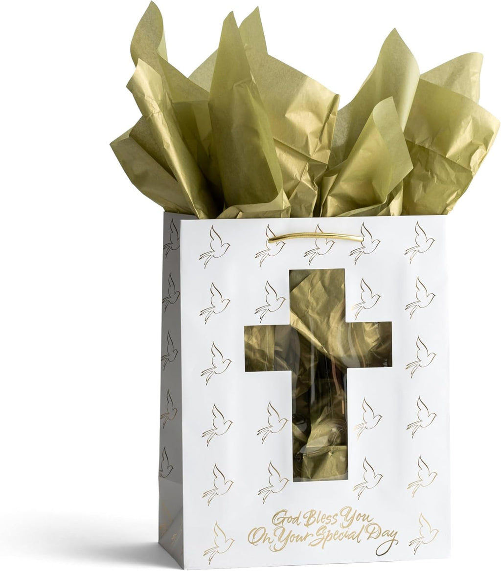 Regine Switzerland Gold Cross Confirmation Communion Gift Bag - Medium Size