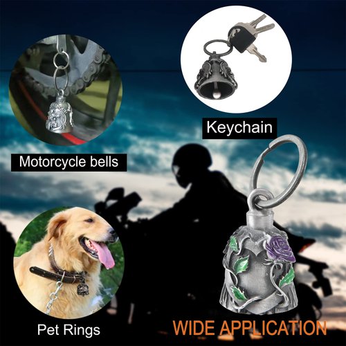 Dream Apparel Motorcycle bells for bikers,Heart rose rider bells key chain angel bell with hanger