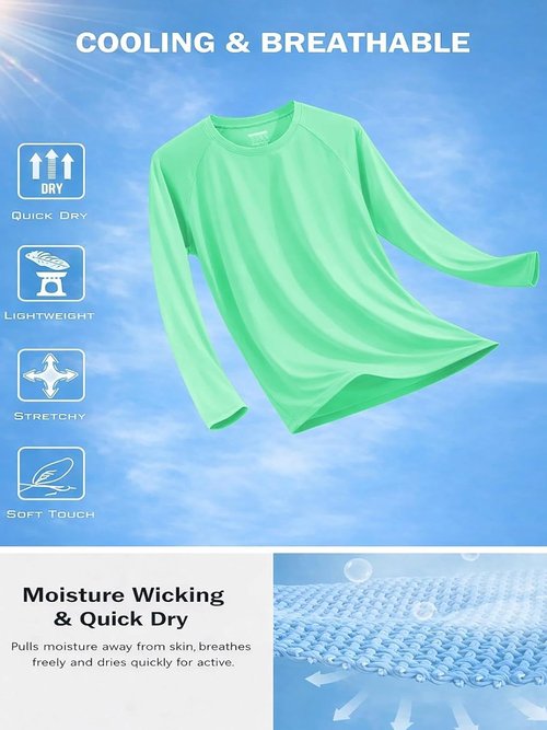 KINGFEN Men's Long Sleeve UV Sun Protection Shirt - Quick Dry Rash Guard for Swimming, Running & Hiking
