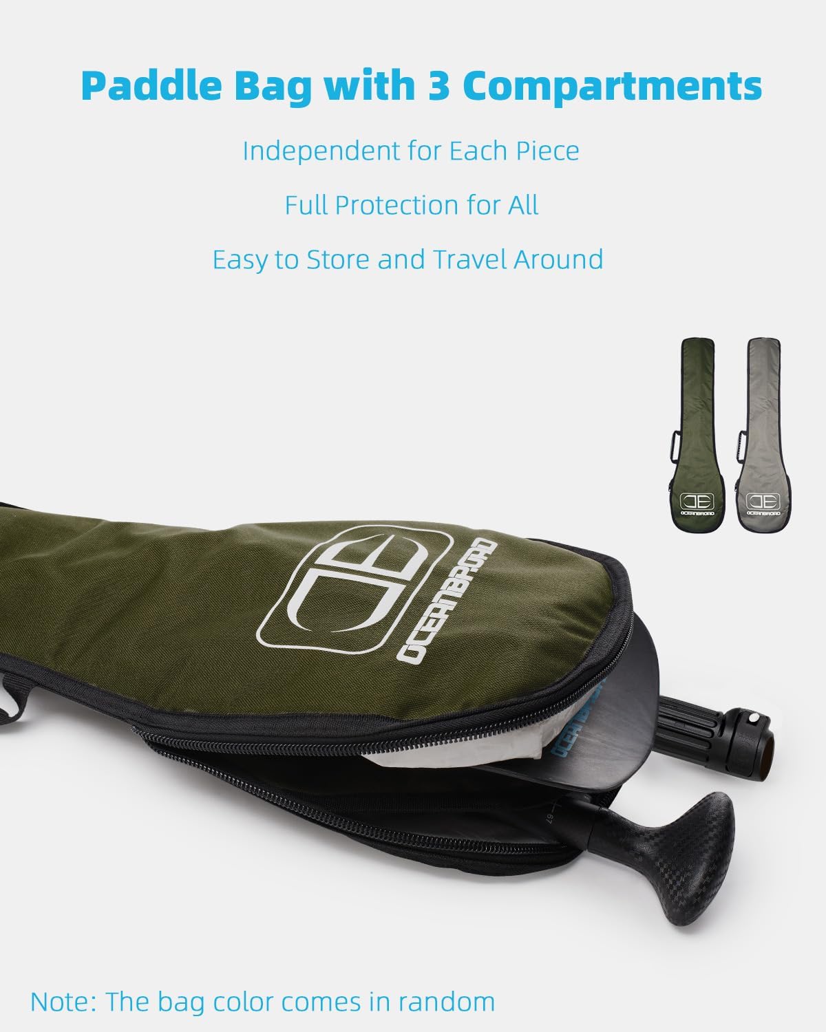 OCEANBROAD SUP Paddle Board Paddle - Adjustable 3-Piece Carbon Shaft with Carry Bag | Lightweight & Durable