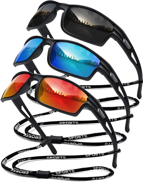SQOQS Polarized Sports Sunglasses for Men UV400 Protection, Lightweight Wrap Around Sun Glasses for Fishing Cycling Running