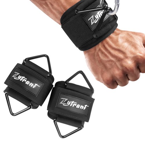 Wrist Cuffs for Cables Gym, Lifting Cuffs Wrist Straps for Cable Machines Strength Training Equipment (Black)
