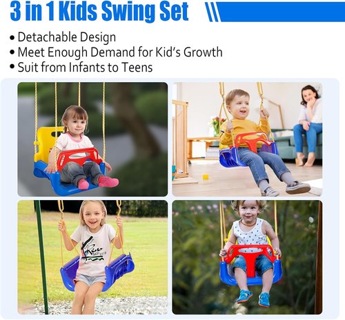 IFOYO 3-in-1 Convertible Kids Swing Seat - Detachable High-Back Support for Indoor/Outdoor Fun
