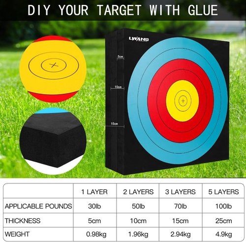 LWANO 20'' High-Density Foam Archery Target - Perfect for Backyard Practice & Training
