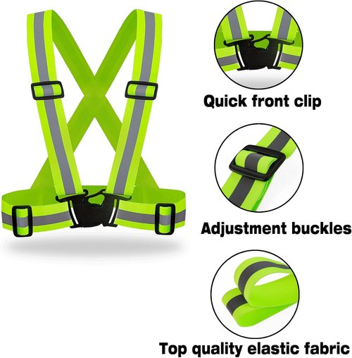 DUSKCOVE Hi-Vis Safety Vests - Adjustable Neon Reflective Gear for Traffic Control & Running | 2 Pack