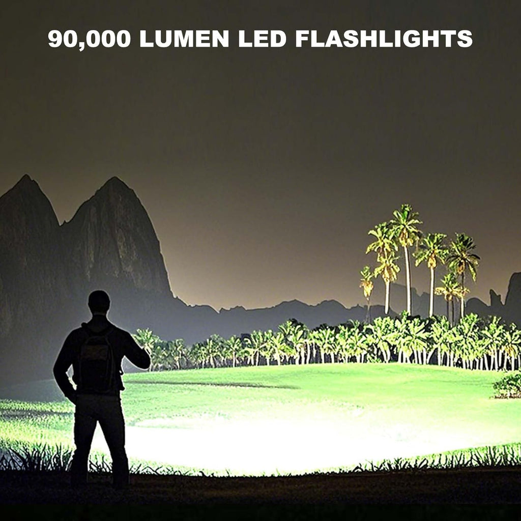 Skiennix 4 Pack Rechargeable LED Flashlights - 90,000LM Super Bright, Waterproof, USB & 5 Modes