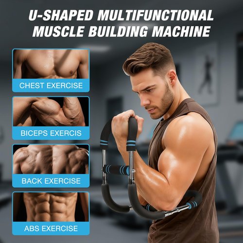 WARMOUNTS Twister Arm Trainer, 66-110lbs 3-Level Adjustable Chest Expander for Men & Women, Upper Body Workout Equipment for Chest, Shoulder & Biceps, Portable Spring Resistance Bar with Safety Sleeve
