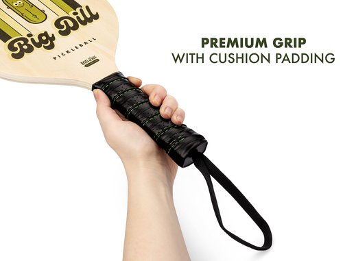 Big Dill Pickleball Superstar Pickle Ball Paddle Set of 4 Wooden Paddles — Pack of 4 Pickleball Paddles Set, 4 Pickleball Balls & Bag for Pickle Ball Rackets, Beginner Pickleball Racket Sets