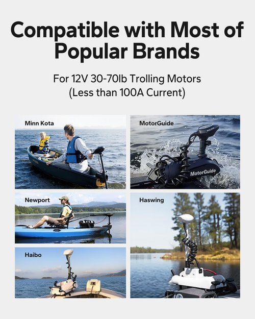 Litime 12V Bluetooth LiFePO4 Trolling Motor Battery - 100Ah, 15000 Deep Cycles, Low-Temp Protection (2-Pack)