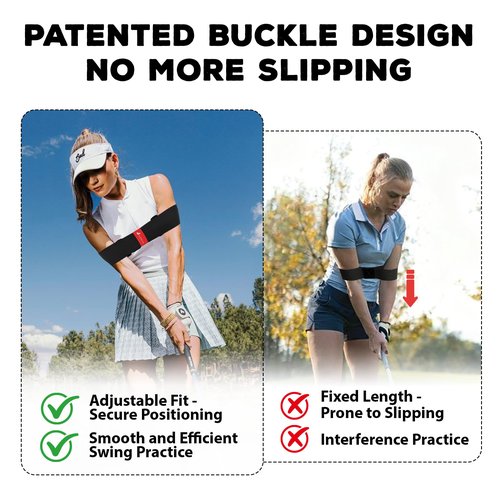Josongslax Golf Swing Trainer Aid, Adjustable Elastic Swing Correcting Arm Band, Golf Practice Accessories to Fix Chicken Wing, Golf Training Equipment Gifts for Golfers, Beginners and Players