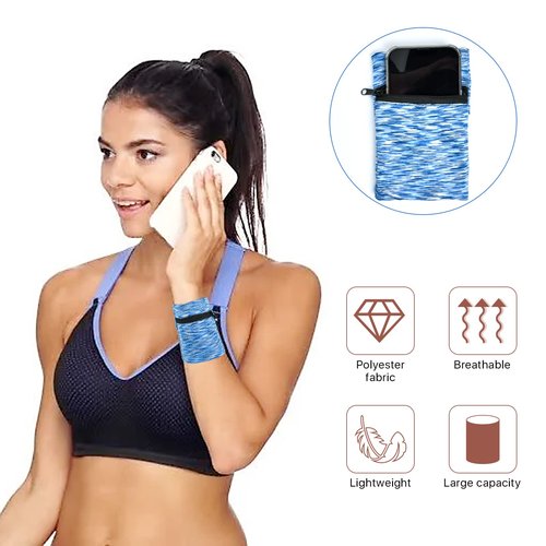 Worldity 6 Pieces Wrist Wallet for Women Men, High Elasticity Running Wrist Pouch with Zipper, Perfect for Travel Running Walking Hiking, 6 Colors