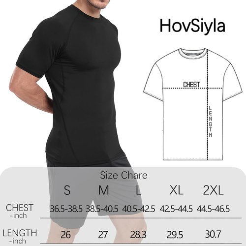 HovSiyla Men's Compression Shirt - Cool Dry Short Sleeve Athletic Baselayer | Perfect for Workouts