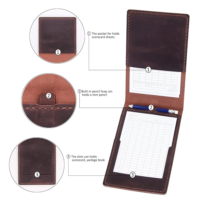 Variation of THIS listing Coffee: Handmade Leather Golf Scorecard Holder with Built-in Pencil Loop