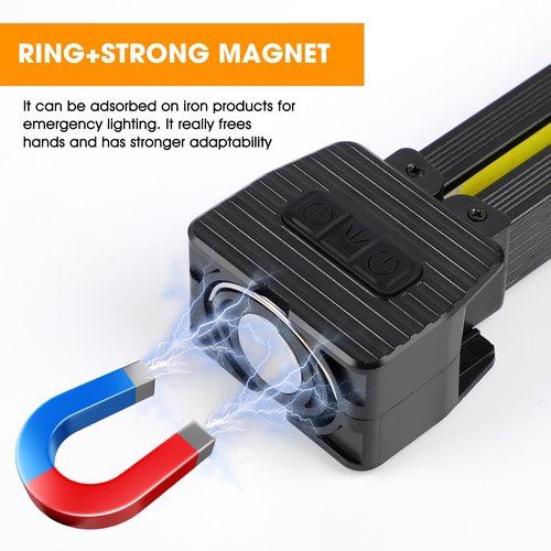 Gym Lamp for Posing, 180 Degree Folding Magnetic Work Light, 7th Gear Dimming, Portable Magnetic LED Flashlight with Hanging Hook, Handheld USB Rechargeable Power Bank Camping Light