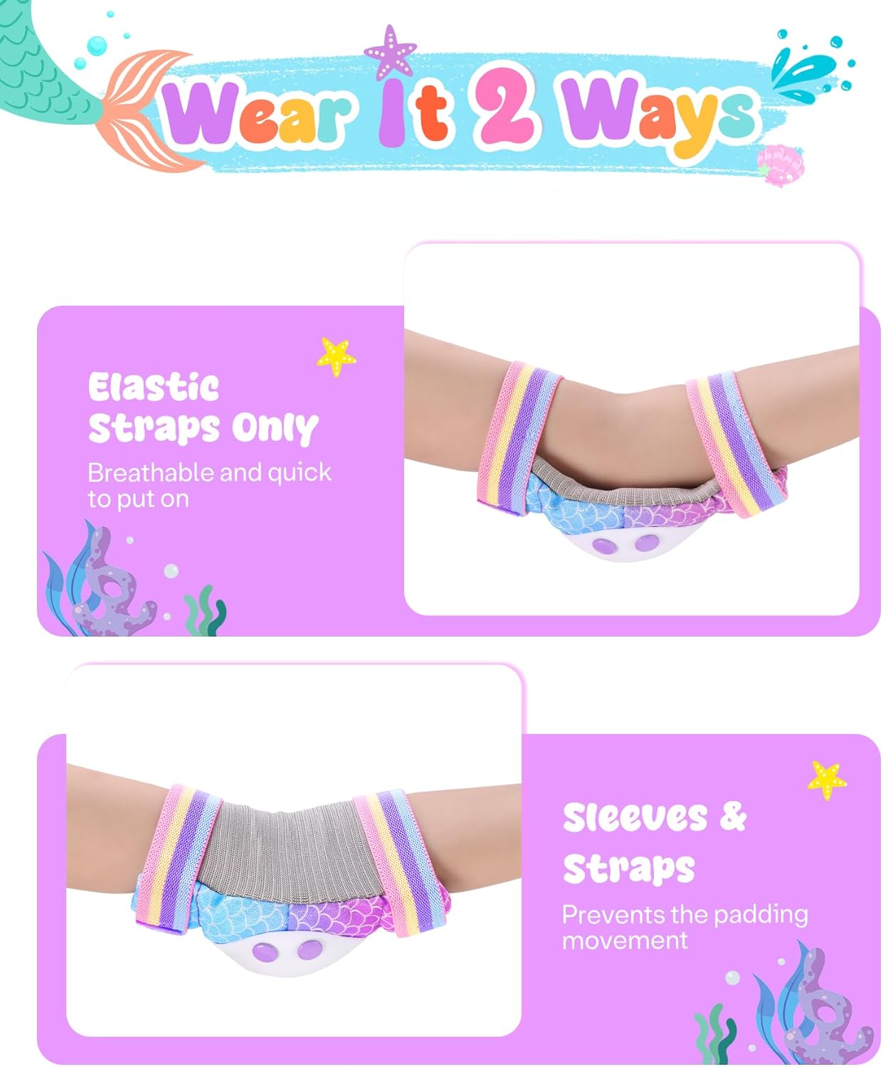 ZOOBLISS Kids Protective Gear Set - Toddler Knee & Elbow Pads with Wrist Guards for Skating | Rainbow Design, Ages 3-12