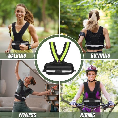 Weighted Vest for Women, Sport Running Weighted Vest with Reflective Strips and LED Flashing Sash, 2-10 lbs Weight Vest for Strength Training and Workout