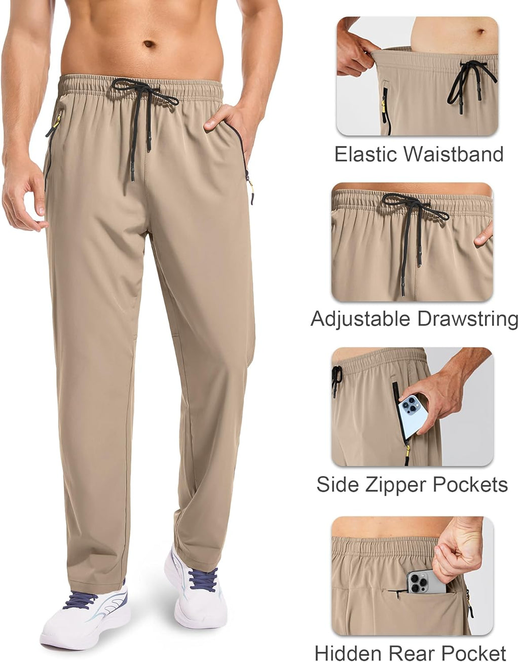 Zoofly Men's Athletic Sweatpants - Breathable Quick-Dry Joggers for Workouts & Hiking