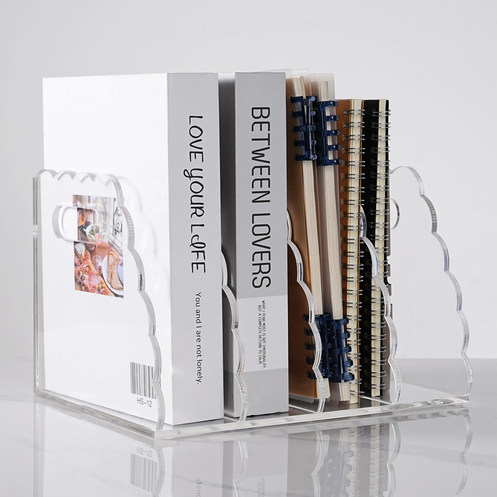 Adevar Clear Acrylic Magazine File Holder 4 Vertical Magazine File Organizer Binder Book Holder for Desk Acrylic Desk Organizer Clear Office Racks & Displays for Office Home Classroom