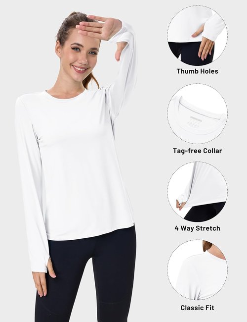 MAGCOMSEN Women's Long Sleeve Rash Guard | UPF 80+ Quick Dry Sun Shirt for Swim & Workout