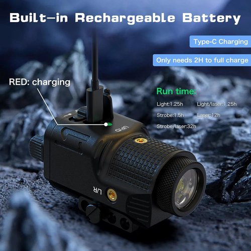 LaserMax Pistol Laser Light Combo - 800 Lumens Green Laser & Flashlight for Glock & Rifle | Rechargeable Battery