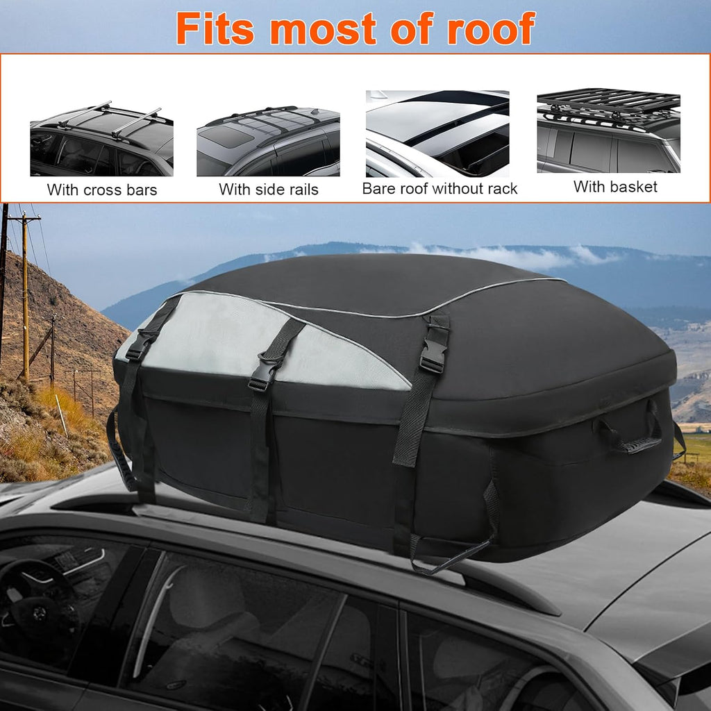 Skiennix Waterproof Car Rooftop Cargo Carrier Bag - 15 Cubic Feet Capacity | Durable Roof Top Storage Solution