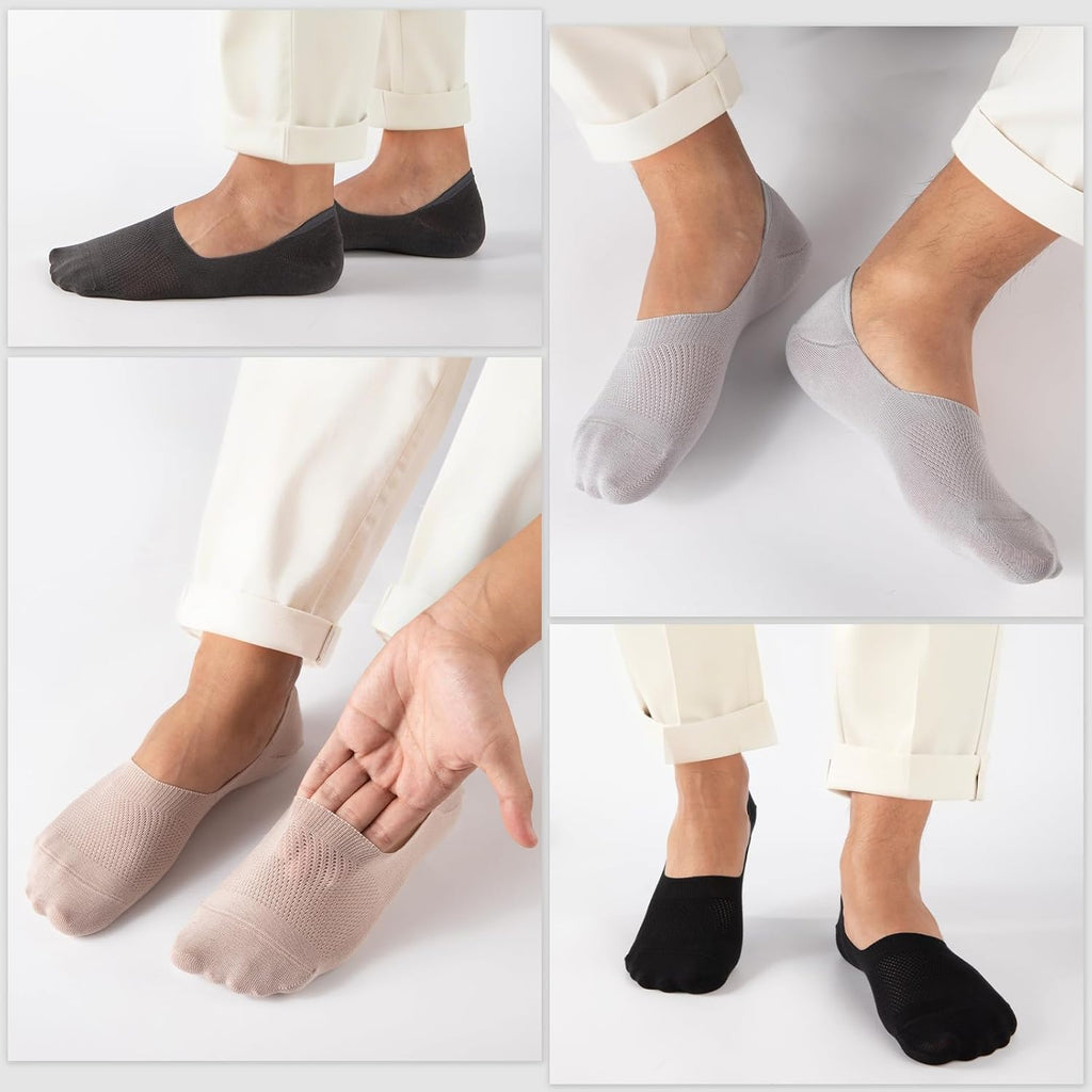Cooplus No Show Socks for Men - Non-Slip Low Cut Cotton Invisible Design | 8 Pairs