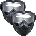 2 Pack Airsoft Full Face Mask with Detachable Goggles, Paintball Tactical Mask, Anti Fog, Motorcycle Riding Protection