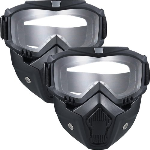 2 Pack Airsoft Full Face Mask with Detachable Goggles, Paintball Tactical Mask, Anti Fog, Motorcycle Riding Protection