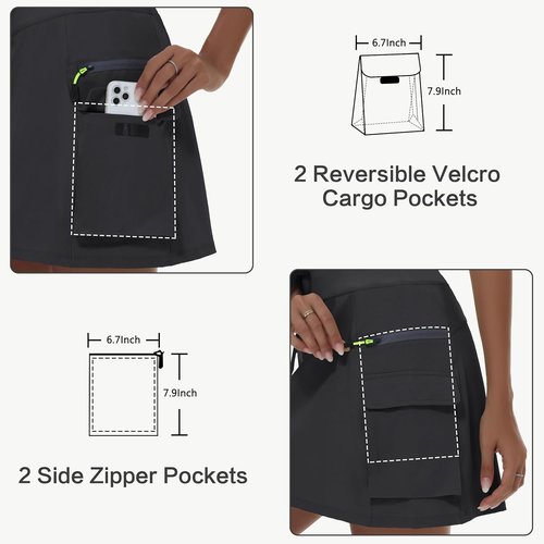 MIVEI Skorts for Women - High Waisted Quick Dry Hiking Cargo Skorts with Zipper Pockets