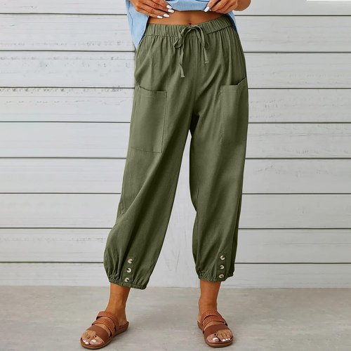 LOAIHA Women's Harem Pants - Soft Casual Tapered Design with Drawstring & Pockets | Comfortable Fit