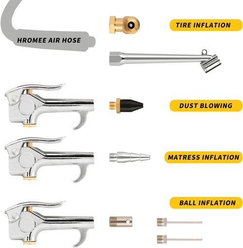 Hromee Air Hose Fittings - 1/4 Inch NPT Brass Quick Connect Coupler & Plug | 20-Piece Compressor Accessory Kit