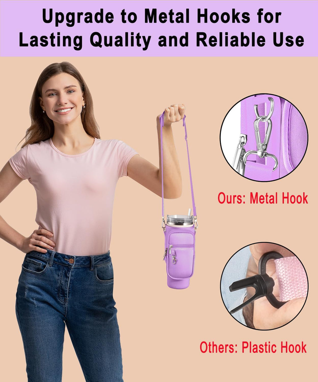 Stanley 40 oz Tumbler Carrier Bag - Phone Pocket & Adjustable Sling Sleeve Holder | Simple Modern Design