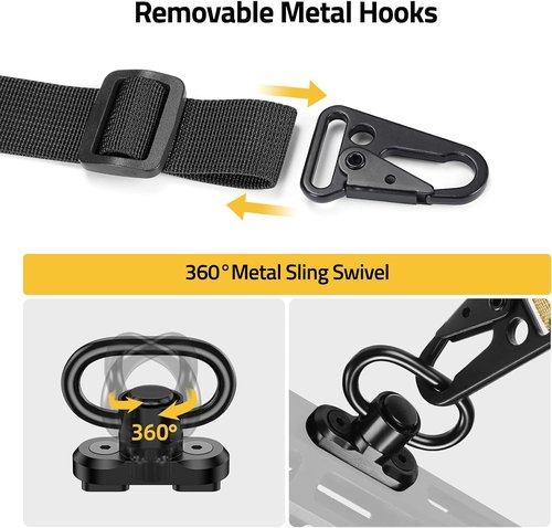 CVLIFE Quick Adjust Rifle Sling - Two Point Design with Removable Shoulder Strap & 7 Elastic Loops | Fits 9mm-13mm Calibers