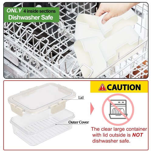4 Compartment Snack Box Container Tray, Divided Serving Tray with Lid, Mini Small Snackle Box, Portable Charcuterie Container for Party, Picnic, Travel, Food Platter for Snack, Fruits, Veggies, 2 Pack