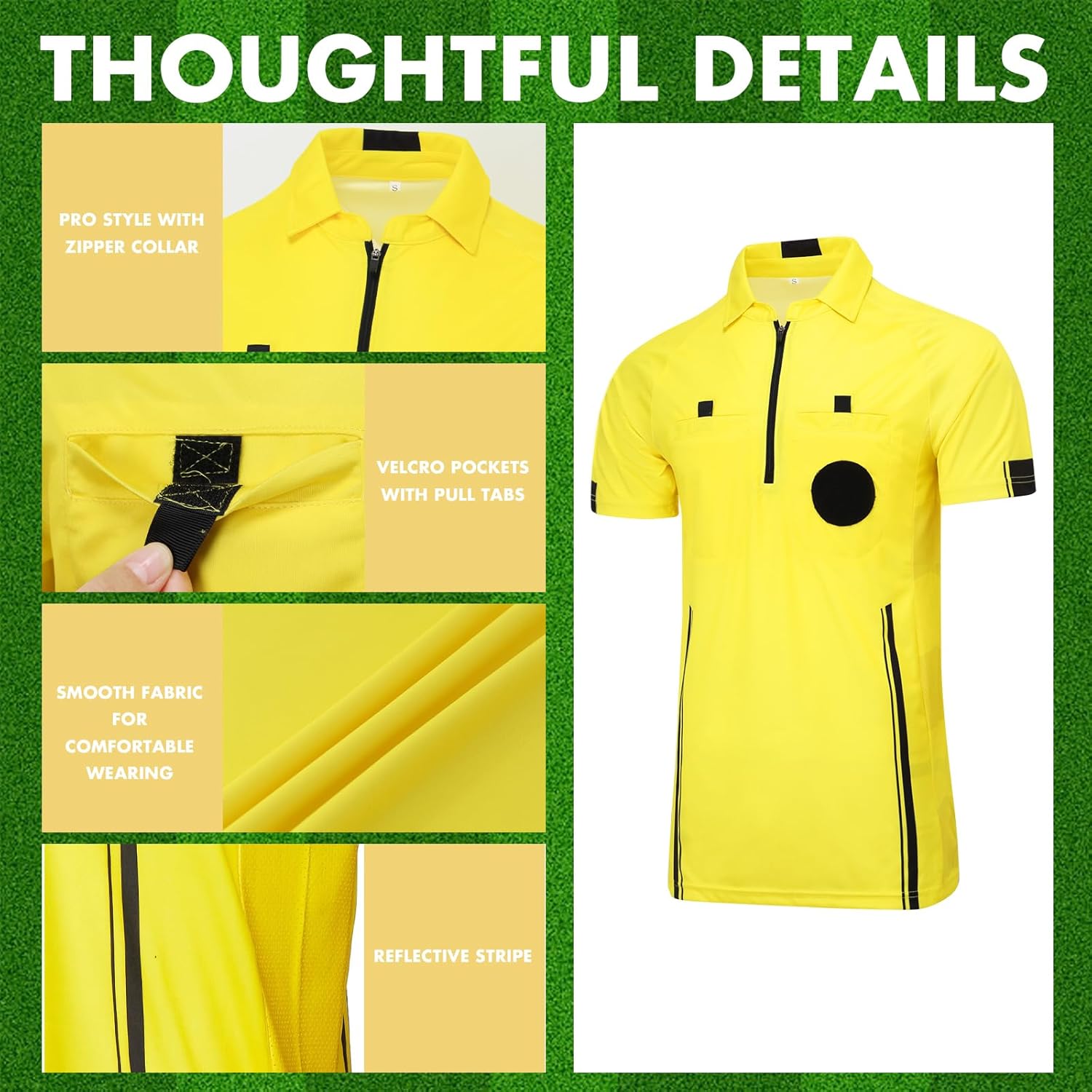 VKT Soccer Referee Jersey Kit - Official Short Sleeve Uniform for Men & Women | Halloween Costume
