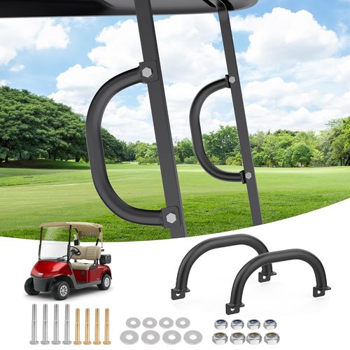 10L0L Universal Golf Cart Grab Handles for Yamaha/EZGO/Club Car Square Tube Vehicles, Safety Golf Roof Grab Bar Handles, Easy Installation, Set of 2-Black