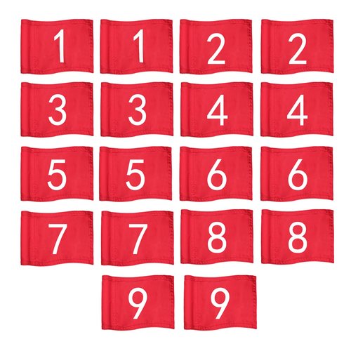 LECEHIVO 18 Pcs Mini Golf Flags with Inserted Tube 8.9 x 5.7 Inch Nylon 1-9 Golf Pin Flags for Yard Backyard Garden Practice Putting Green Indoor Outdoor Hole