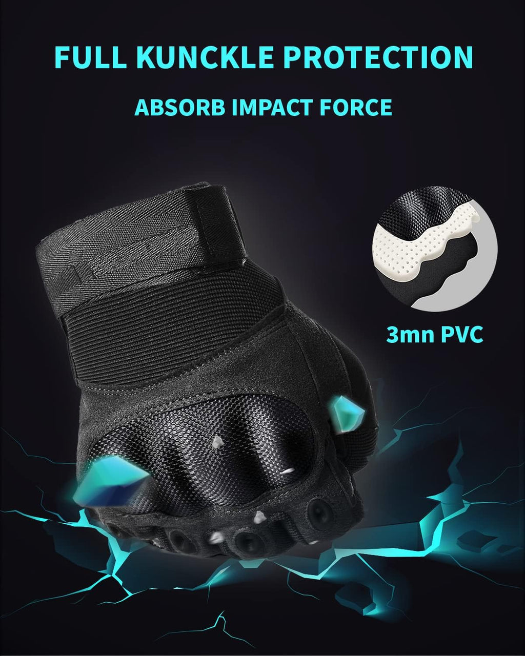 Skiennix Tactical Gloves - Hard Shell Knuckle Protection for Shooting, Motorcycle & Climbing - Black