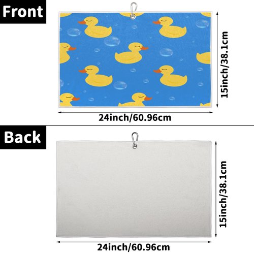 KOBLEN Rubber Ducks Golf Towel with Carabiner 24x15 inches Microfiber Durable Perfect for Cleaning Clubs and Balls Essential Golfing Accessory for Men and Women